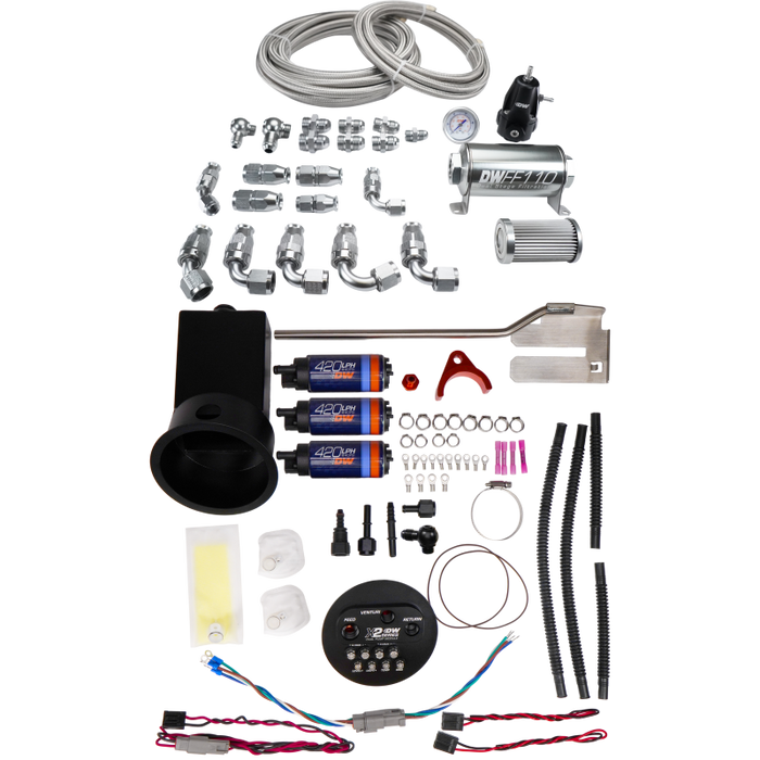 DeatschWerks 94-02 Nissan Silvia and Skyline X2 Surge Module with DW420 Pumps and PTFE Plumbing Kit
