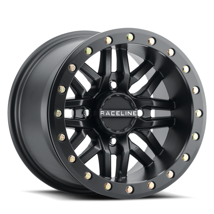 Raceline A91B Ryno 14x7in / 4x156 BP / 10mm Offset / 132.5mm Bore - Satin Black Beadlock Wheel