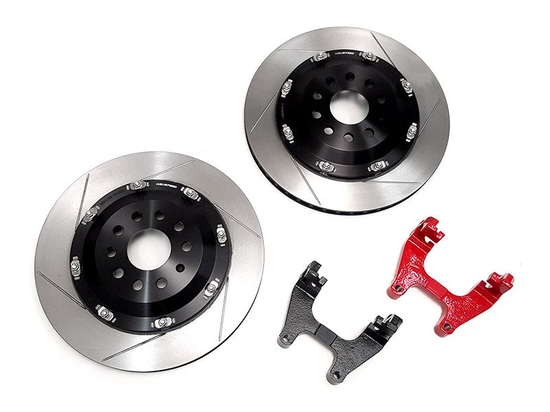 Neuspeed 2-Piece Floating Brake Rotors Upgrade Kit | Rear 350mm Slotted • MQB Golf R Mk7, TT RS 8S/S3/RS 3 8V
