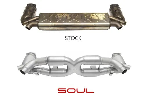 Soul Performance Porsche 991 Turbo Sport X-Pipe Exhaust System (w/ High Flow Catalytic Converters)