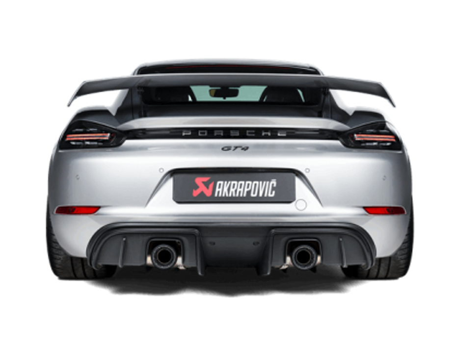 Akrapovic 2020+ Porsche Cayman GT4 (718) Slip-On Line (Option 2) w/Black Coated Titanium Tips