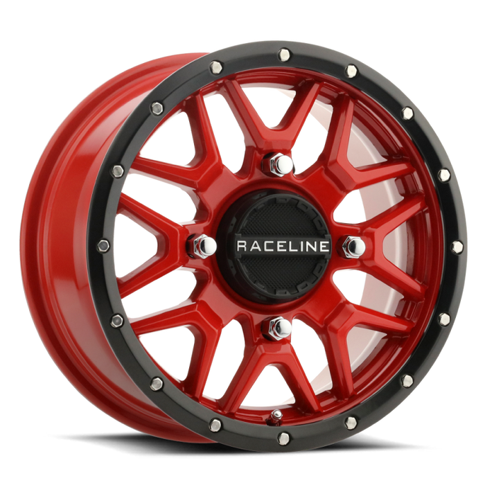 Raceline A94R Krank 14x7in / 4x156 BP / 10mm Offset / 132.5mm Bore - Red & Black Lip Wheel