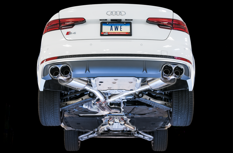 AWE Tuning Audi B9 S4 Touring Edition Exhaust - Non-Resonated (Silver 102mm Tips)