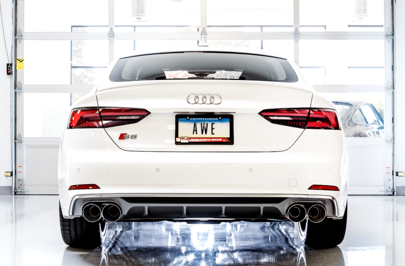 AWE Tuning Audi B9 S4 Track Edition Exhaust - Non-Resonated (Silver 102mm Tips)