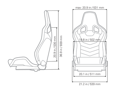 Kinetic Apex GTR Seat (Right / Passenger Side) - Black Leather / Black Carbon