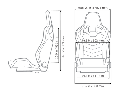 Kinetic Apex GTR Seat (Right / Passenger Side) - Black Leather / Black Carbon