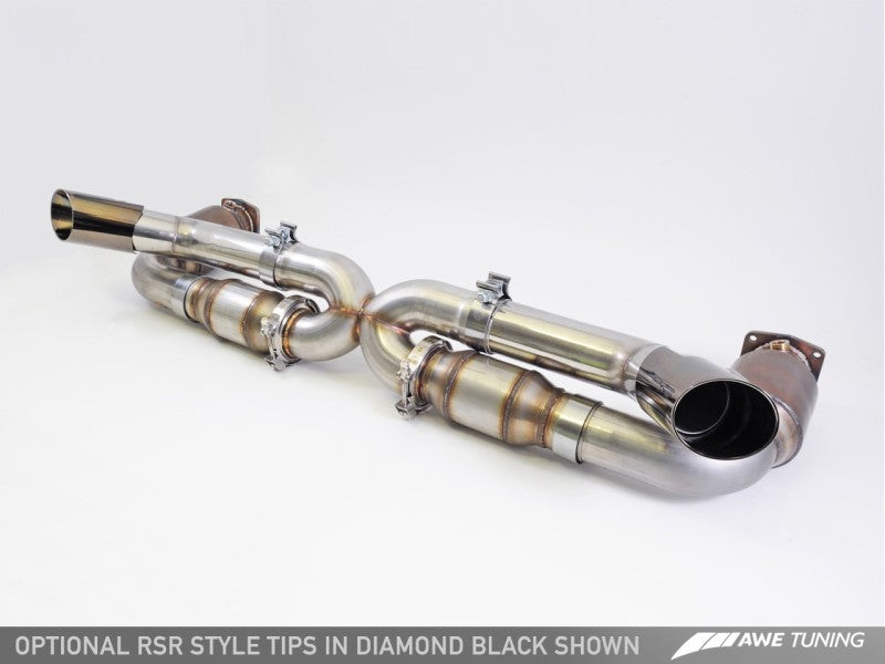AWE Tuning Porsche 997.2TT Performance Exhaust Solution - Polished Silver Quad Tips