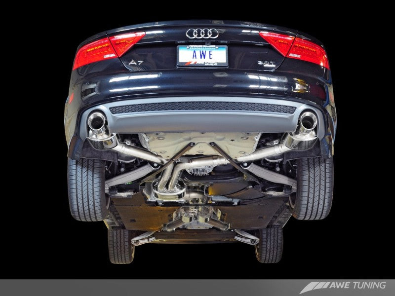 AWE Tuning Audi C7 A7 3.0T Touring Edition Exhaust - Dual Outlet Chrome Silver Tips
