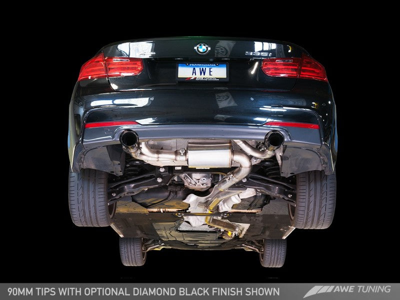 AWE Tuning BMW F3X 335i/435i Touring Edition Axle-Back Exhaust - Diamond Black Tips (102mm)