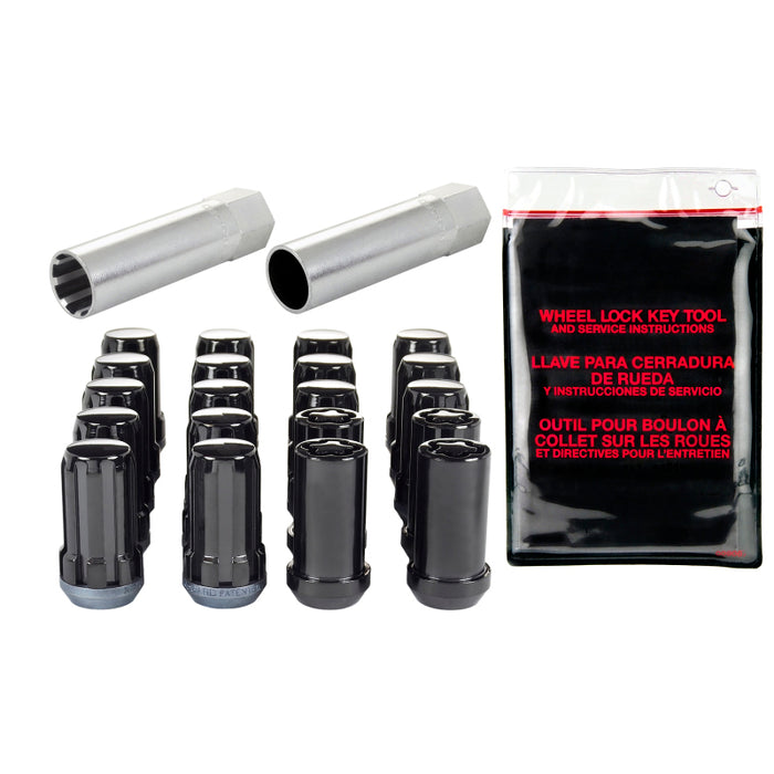 McGard SplineDrive Tuner 5 Lug Install Kit w/Locks & Tool (Cone) M14X1.5 / 1in. Hex - Blk