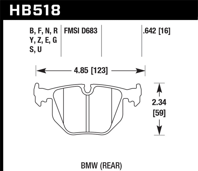 Hawk BMW 330CI/330I/330XI/525i/740i/754iL/M3/M5/X3/X5/Z4/Z8 / Range Rover HSE HT-10 Race Rear Brake