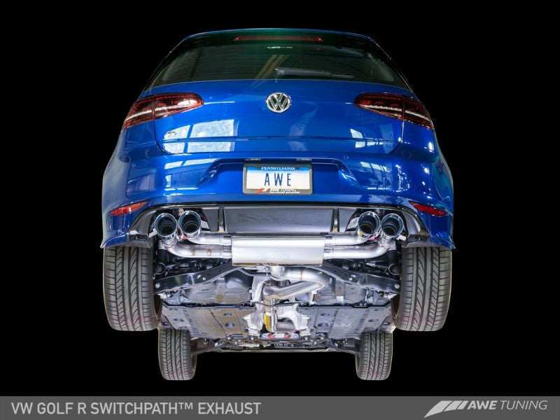 AWE Tuning Mk7 Golf R SwitchPath Exhaust w/Chrome Silver Tips 102mm