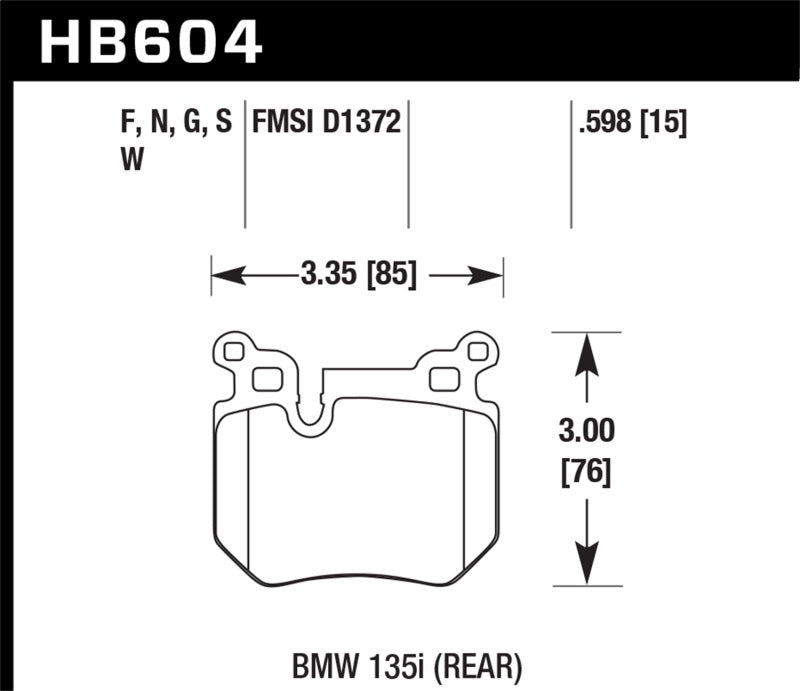 Hawk BMW 135i HT-10 Race Rear Brake Pads