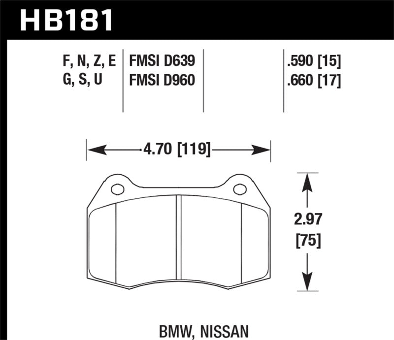 Hawk 02-04 Acura RSX / 94-97 BMW 840CI/850CI / 92-02 Nissan Skyline DTC-60 Front Race Brake Pads