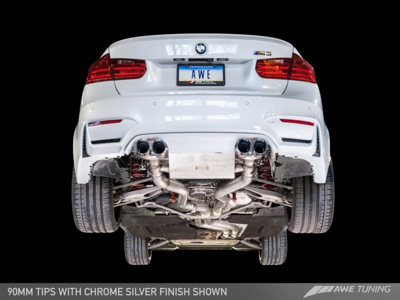 AWE Tuning BMW F8X M3/M4 Non Resonated SwitchPath Exhaust - Chrome Silver Tips (90mm)