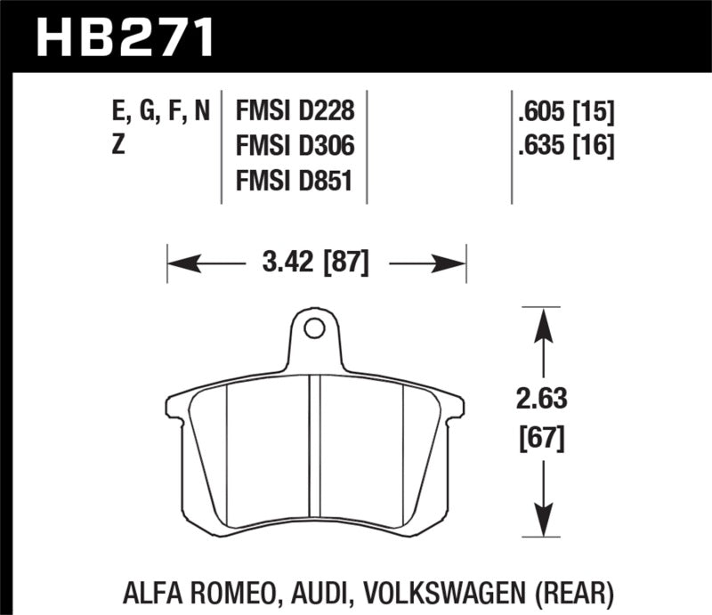 Hawk 90-91 Audi Coupe Quattro / 93-95 Audi 90 HPS Rear Brake Pads