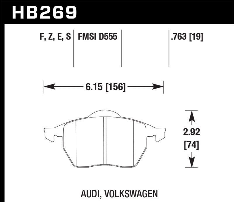 Hawk HT-10 Audi/Volkswagen Race Front Brake Pads