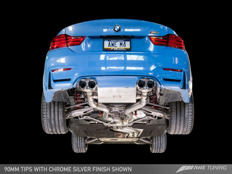 AWE Tuning BMW F8X M3/M4 Non Resonated SwitchPath Exhaust - Chrome Silver Tips (90mm)