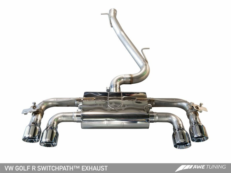 AWE Tuning Mk7 Golf R SwitchPath Exhaust w/Chrome Silver Tips 90mm