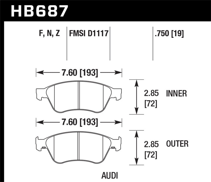 Hawk 04-10 Audi A8 Quattro / 07-11 S6 / 07-10 S8 HP Plus Front Street Brake Pads