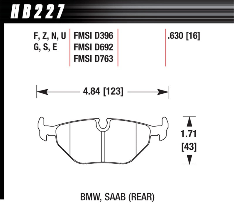 Hawk 92-95 BMW 325is DTC-50 Race Rear Brake Pads